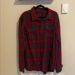 Orvis Men’s Red and Gray Plaid Button-Up Shirt XL